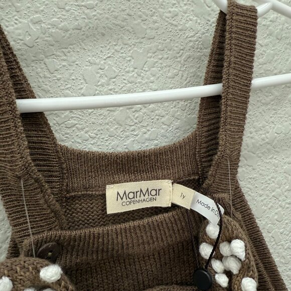 Mar Mar Copenhagen Rova Fallow Deer Brown Knit Romper Hat Set Infant 1 Year NEW - Picture 3 of 5